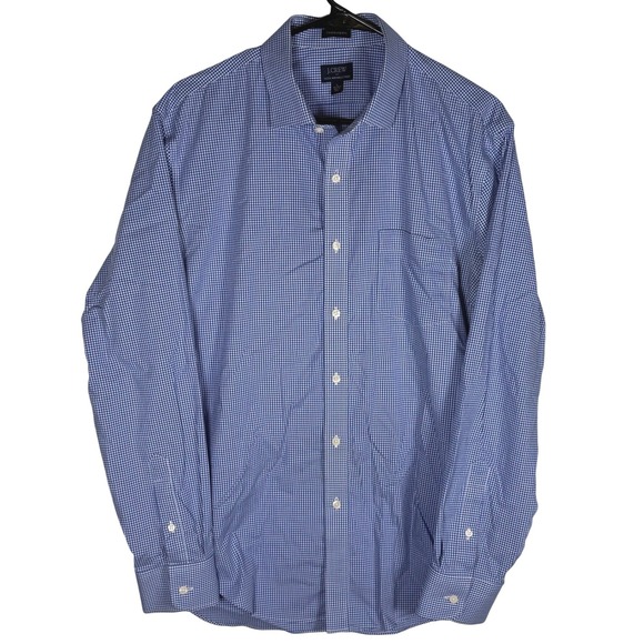 J.Crew Other - J.Crew Thompson Flex‎ Wrinkle Free Dress Shirt Large Blue Gingham Check Mens